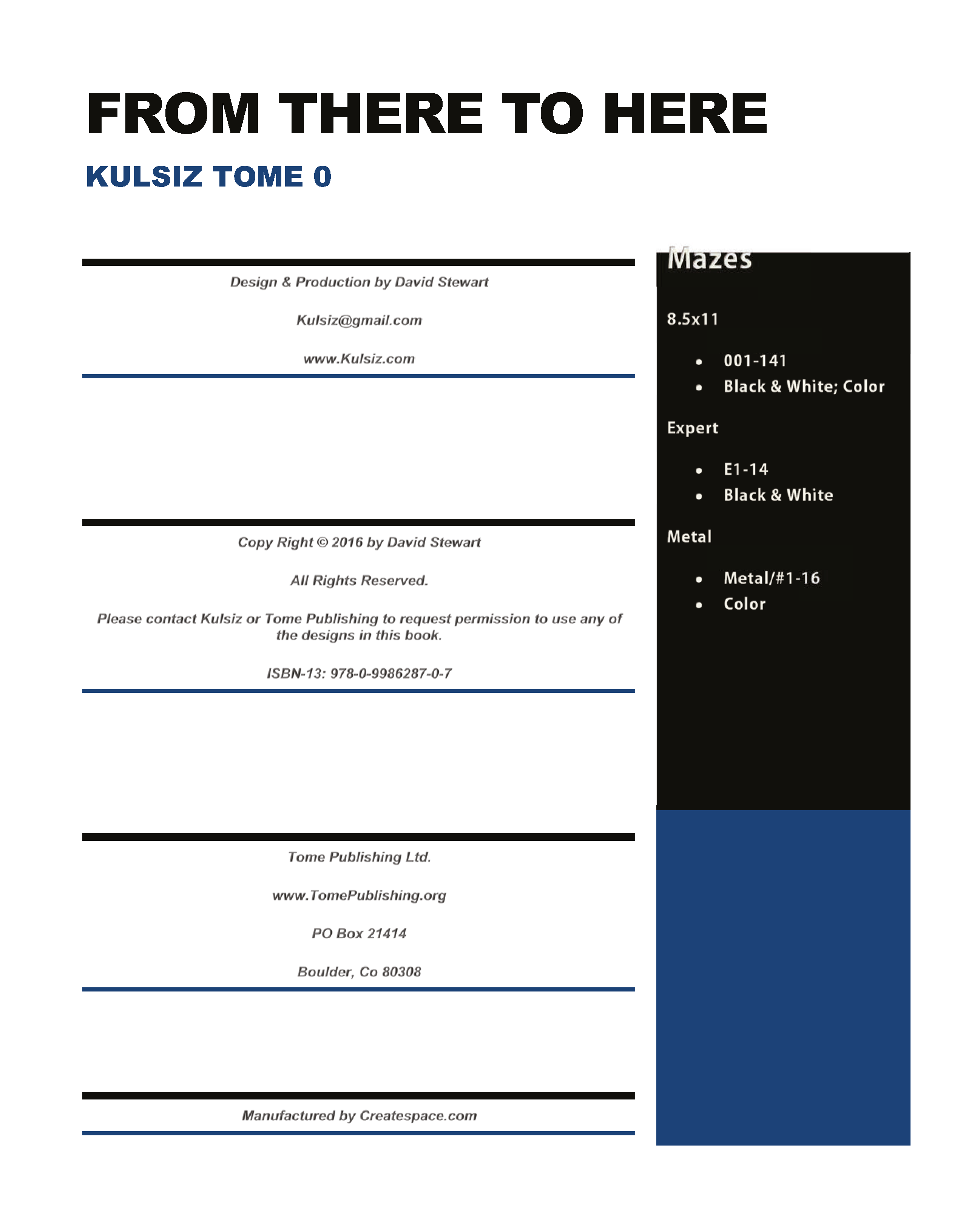 Tome 0 - Copy Right / Table of Contents
